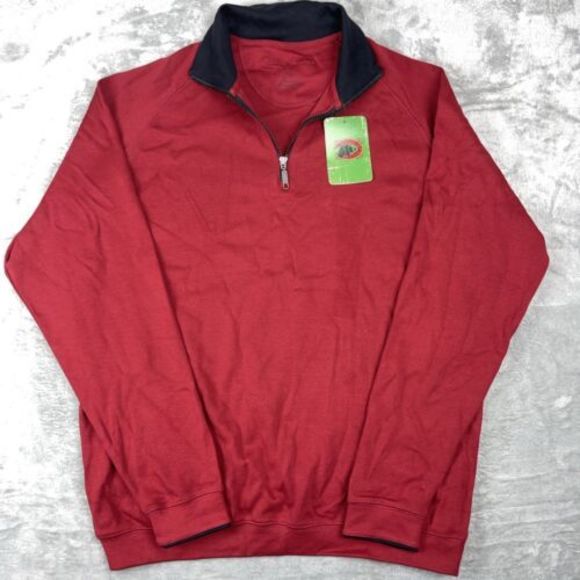 Boston Traders Pullover Men XXL Red Long‎ Sleeve 1/4 Zip Pima Cotton NWT - Picture 1 of 7